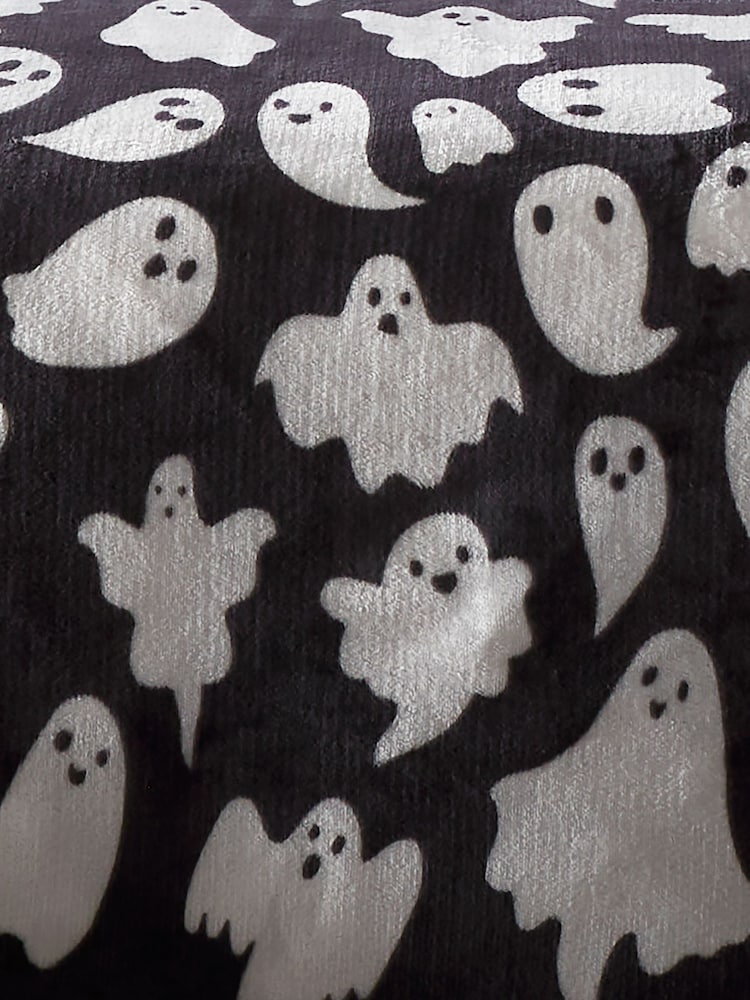 Bedlam Black Spooky Ghosts Plush Teddy Fleece Duvet Cover Set - Image 4 of 4