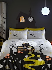 Bedlam Grey Haunted House Glow in the Dark Duvet Cover Set - Image 2 of 5