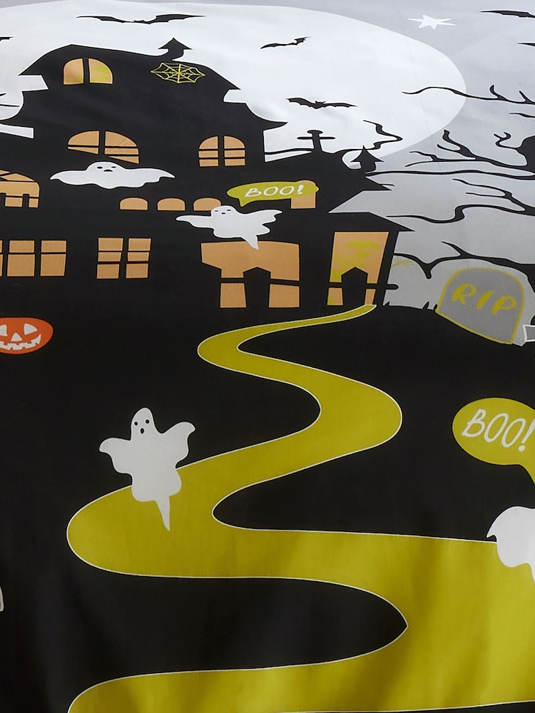 Bedlam Grey Haunted House Glow in the Dark Duvet Cover Set - Image 5 of 5