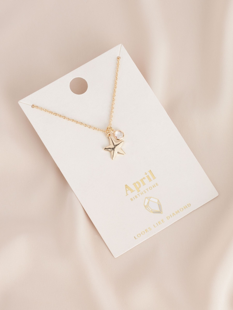 Zlat tone April - Ogrlica Birthstone - Slika 3 iz 3 Zlat tone April - Ogrlica Birthstone - Slika 3 iz 3
