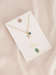 Gold Tone May Birthstone Necklace - Image 3 of 3