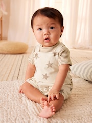 Neutral Star Baby Jersey 100% Cotton Dungarees and Bodysuit Set (0mths-2yrs) - Image 1 of 11