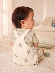 Neutral Star Baby Jersey 100% Cotton Dungarees and Bodysuit Set (0mths-2yrs) - Image 3 of 11