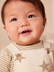 Neutral Star Baby Jersey 100% Cotton Dungarees and Bodysuit Set (0mths-2yrs) - Image 4 of 11