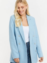 Threadbare Blue Double Breasted Boucle Blazer - Image 5 of 5