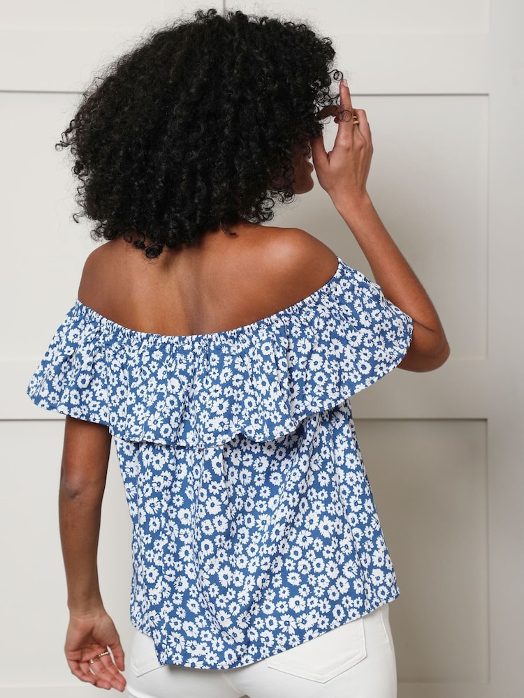 Threadbare Blue Off The Shoulder Bardot Top - Image 2 of 4