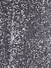 Threadbare Silver Sequin Velour Mini Party Dress - Image 6 of 6