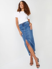 Threadbare Blue Denim Maxi Skirt - Image 2 of 4