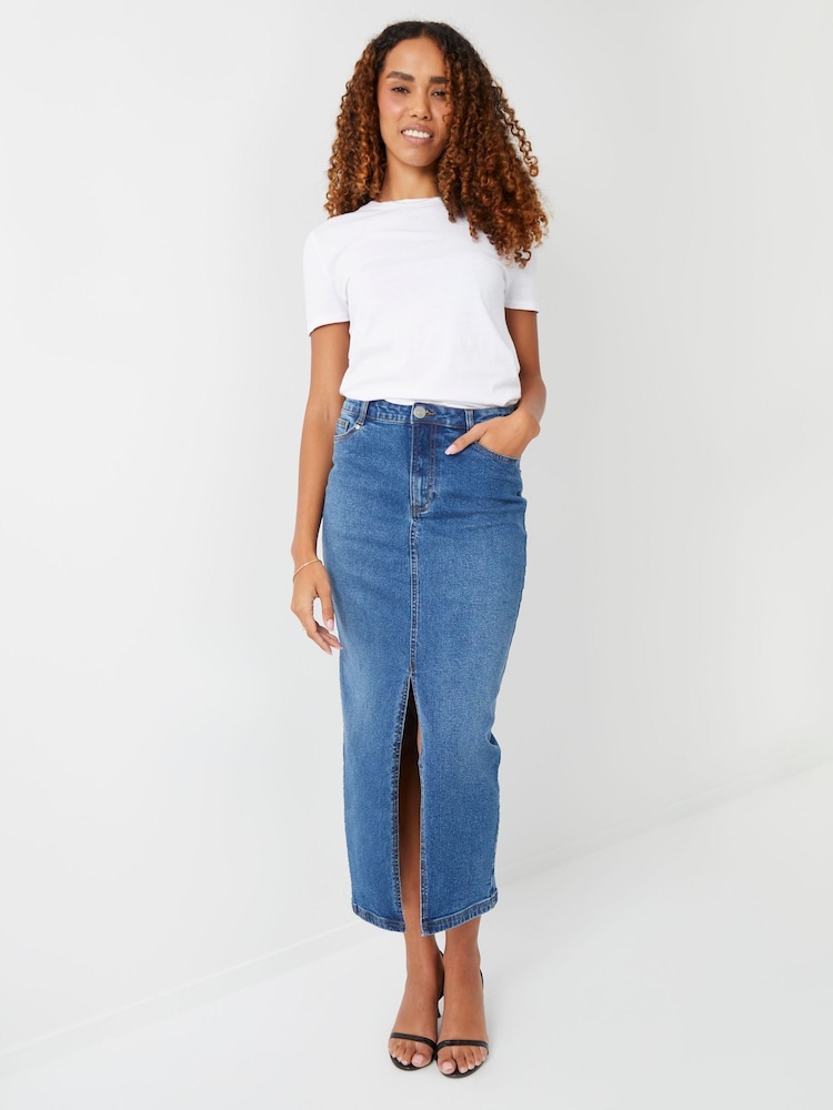 Threadbare Blue Denim Maxi Skirt - Image 4 of 4