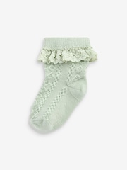 Grün/Orange - Baby Socken mit Spitzenbesatz im 3er-Pack (0 Monate bis 2 Jahre) - Bild 2 von 4