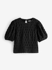 أسود - تيشرت بملمس بارز بأكمام منفوخة (3-16سنة) - صورة 1 من 3