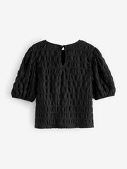 أسود - تيشرت بملمس بارز بأكمام منفوخة (3-16سنة) - صورة 2 من 3