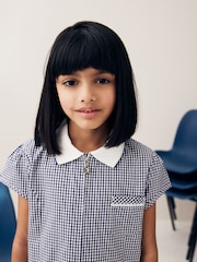 Navy Blue Cotton Rich School Gingham Zip Dress (3-14yrs) - Image 3 of 7