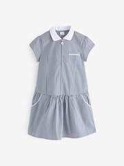 Navy Blue Cotton Rich School Gingham Zip Dress (3-14yrs) - Image 5 of 7