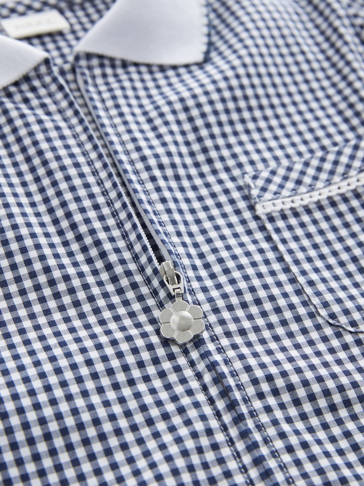 Navy Blue Cotton Rich School Gingham Zip Dress (3-14yrs) - Image 7 of 7