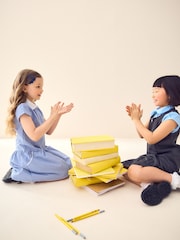 Azul medio - Vestido escolar de cuadros con cremallera en la parte delantera con alto contenido de algodón (3-14 años) - Imagen 3 de 10