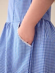Azul medio - Vestido escolar de cuadros con cremallera en la parte delantera con alto contenido de algodón (3-14 años) - Imagen 7 de 10