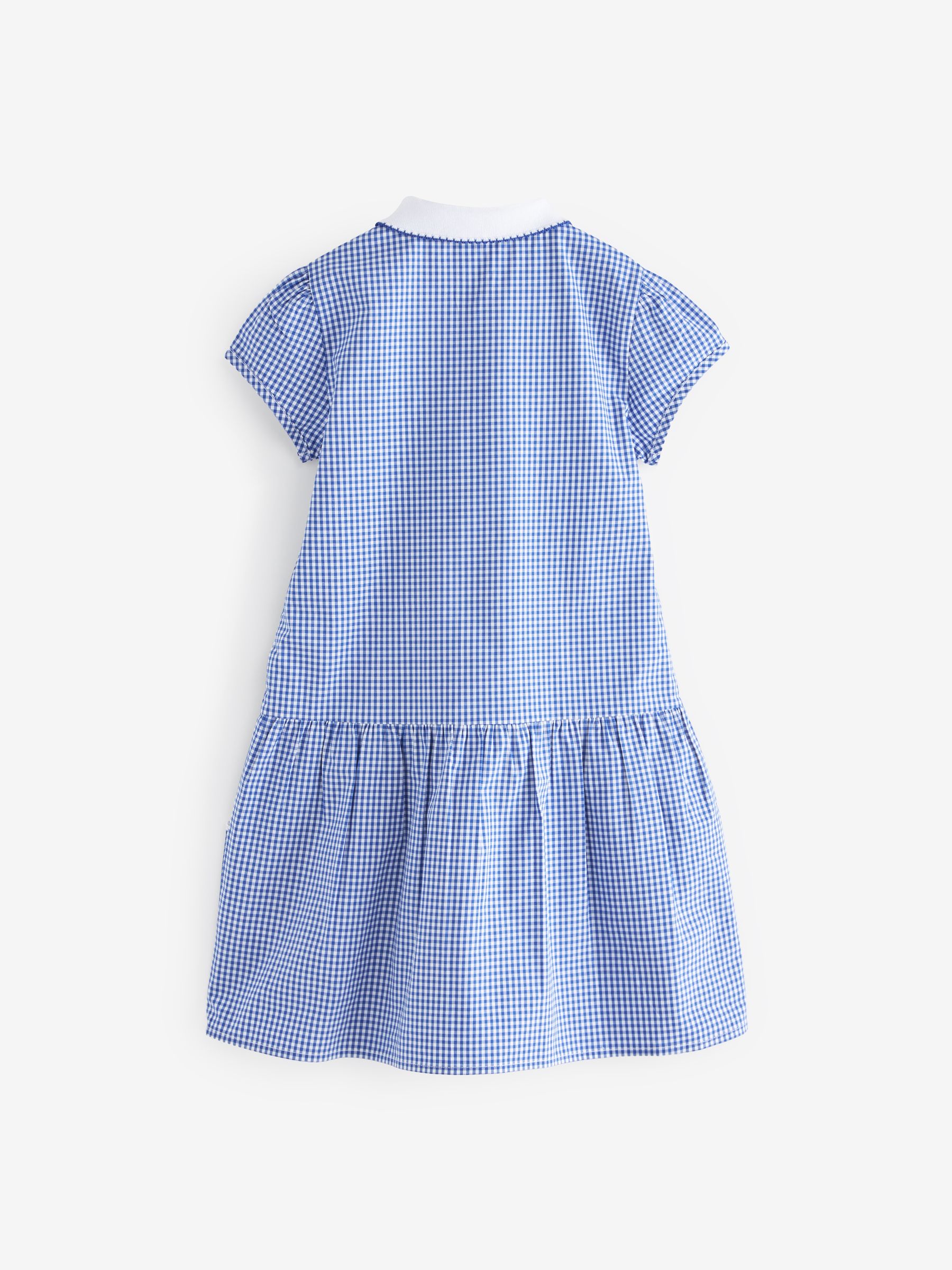 Buy Mid Blue Zip Front Cotton Rich Gingham School Dress (3