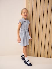 Navy Blue Gingham Rich Belted School Dress With Scrunchie (3-14yrs) - Image 1 of 7