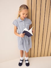 Navy Blue Gingham Rich Belted School Dress With Scrunchie (3-14yrs) - Image 2 of 7