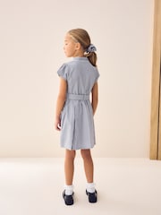 Navy Blue Gingham Rich Belted School Dress With Scrunchie (3-14yrs) - Image 4 of 7