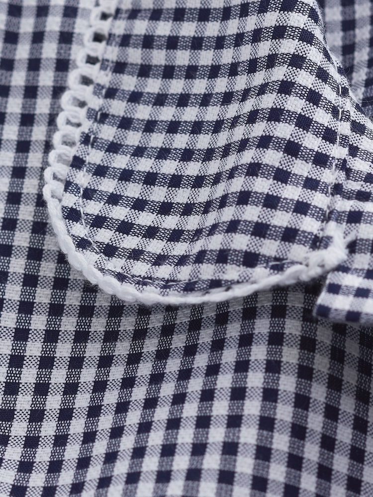 Navy Blue Gingham Rich Belted School Dress With Scrunchie (3-14yrs) - Image 8 of 8