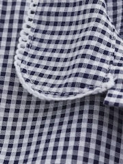 Guingão azul marinho - Vestido escolar com cinto e elástico em algodão rico (3-14anos) - Imagem 9 de 9