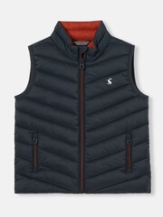 Joules Boys' Crofton Navy Blue Packable Padded Gilet - Image 1 of 6