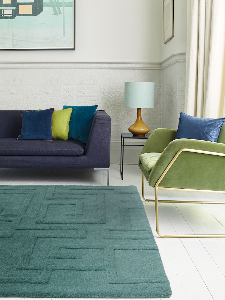 Asiatic Rugs Teal Blue Maze Rug - Image 1 of 4