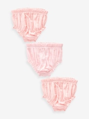 Pink 100% Cotton Baby Knickers 3 Pack (0mths-2yrs) - Image 1 of 5