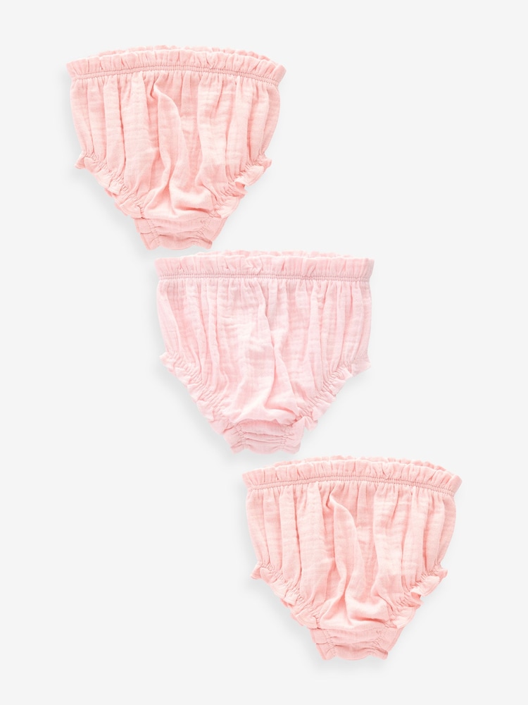 Pink 100% Cotton Baby Knickers 3 Pack (0mths-2yrs) - Image 1 of 5