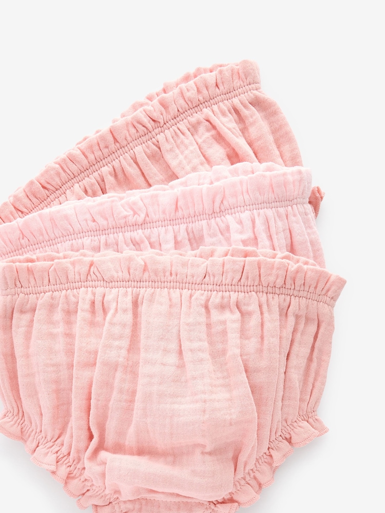 Pink 100% Cotton Baby Knickers 3 Pack (0mths-2yrs) - Image 5 of 5