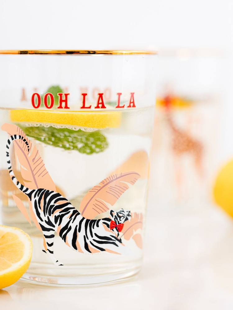 Yvonne Ellen Clear Tiger HI Ball Glasses Set of 2 - Image 2 of 3