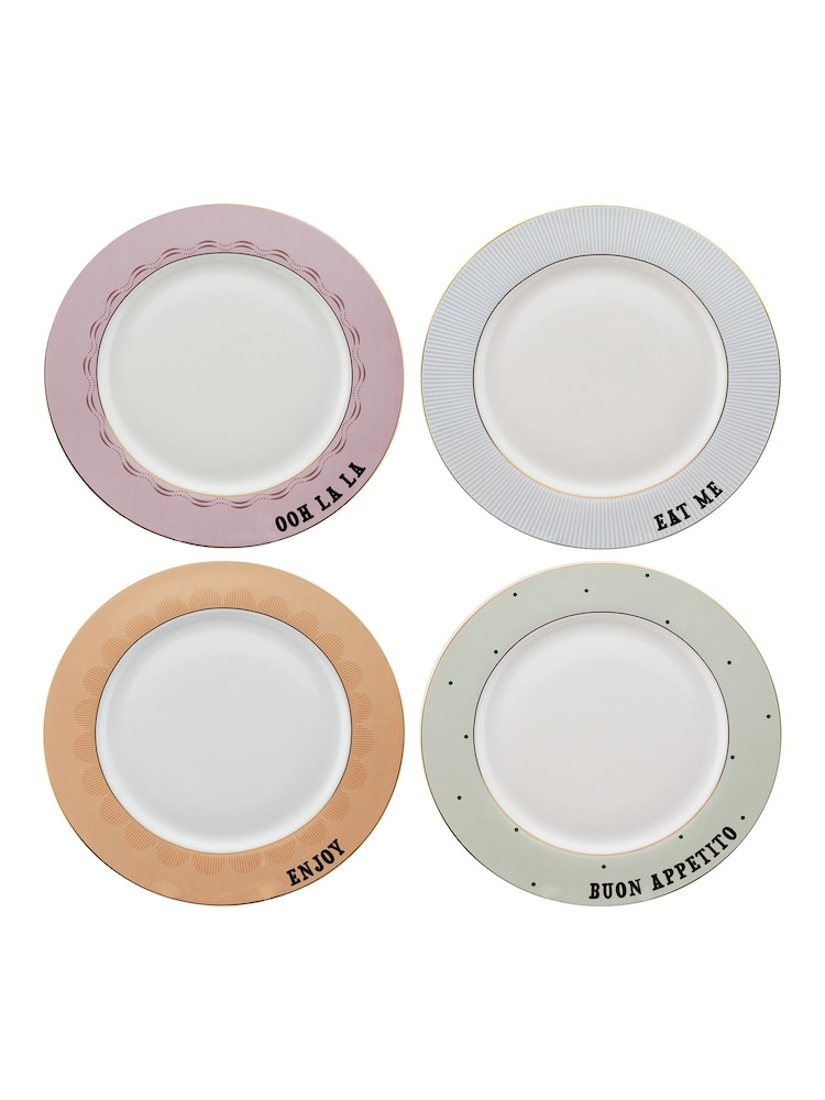 Yvonne Ellen Set of 4 Slogan Dinner Plates 26.5CM - Image 2 of 2