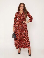 Girl In Mind Orange Brielle Shirt Maxi Dress - Image 1 of 3