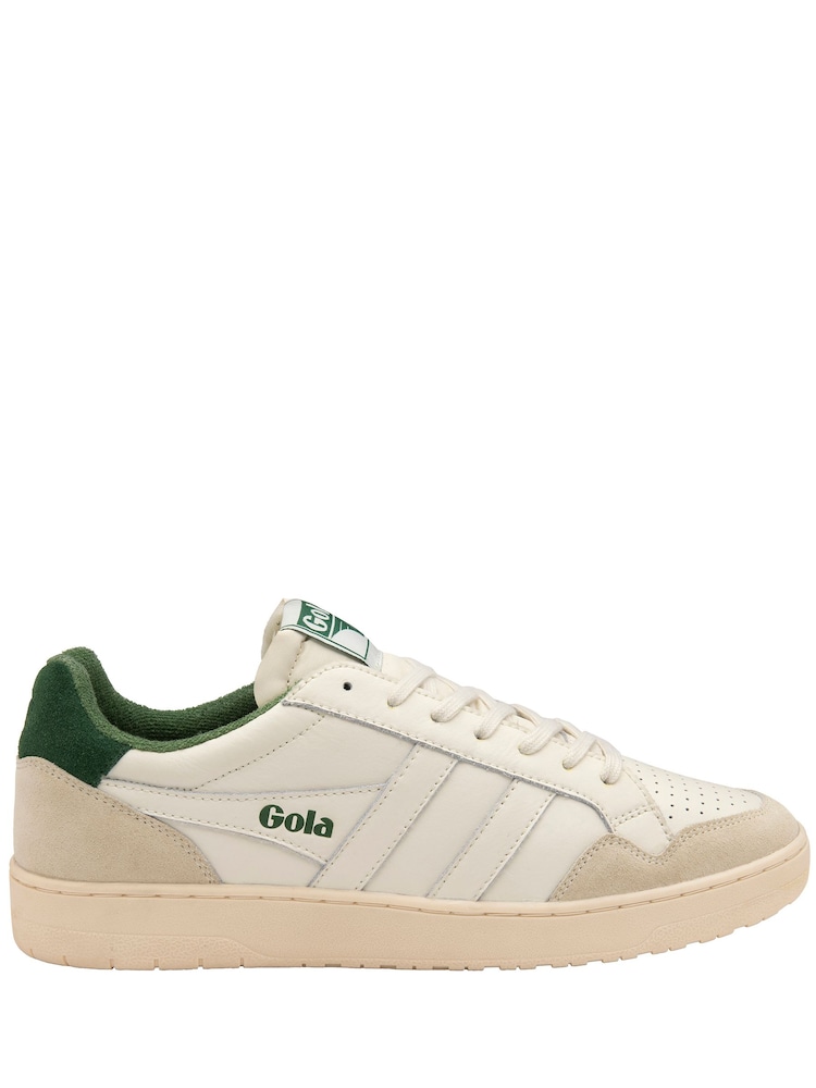 Gola Off White/Evergreen Mens  Eagle Leather Lace-Up Trainers - Image 1 of 3