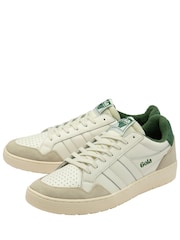 Gola Off White/Evergreen Mens  Eagle Leather Lace-Up Trainers - Image 2 of 3