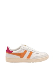 Gola Pearl White Ladies Falcon Leather Lace-Up Trainers - Image 1 of 4
