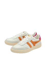 Gola Pearl White Ladies Falcon Leather Lace-Up Trainers - Image 2 of 4