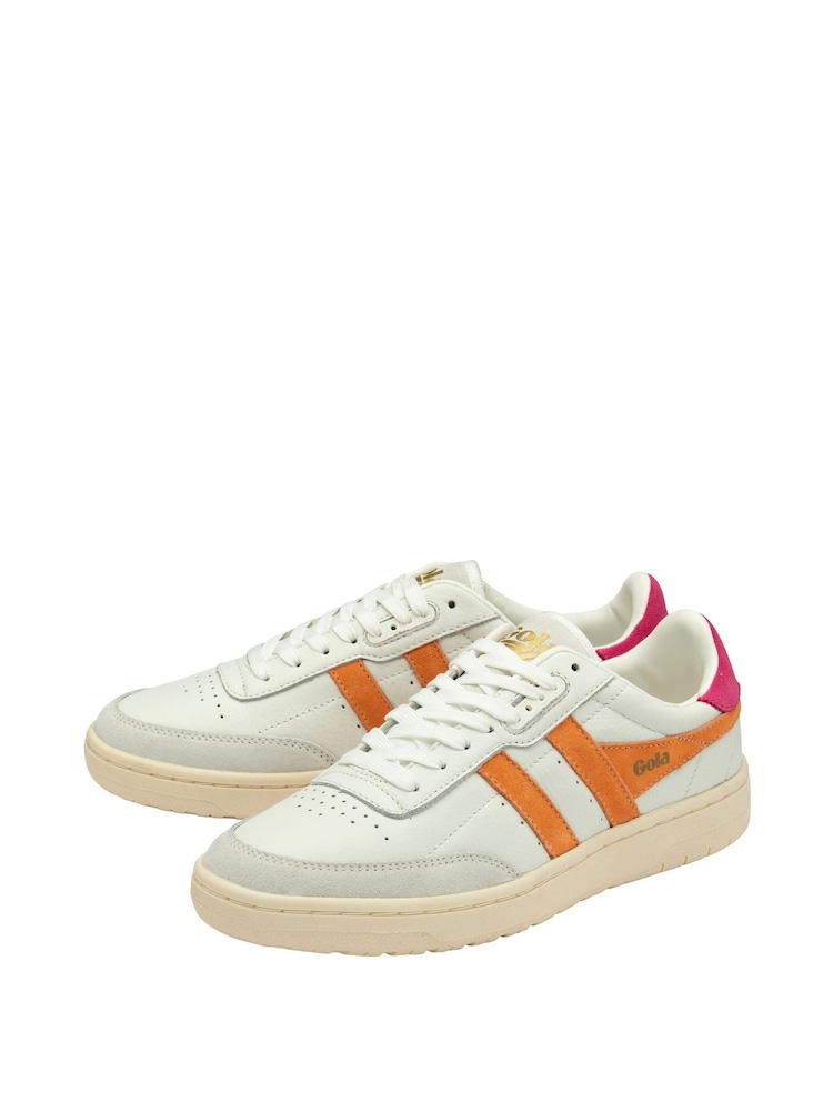 Gola Pearl White Ladies Falcon Leather Lace-Up Trainers - Image 2 of 4