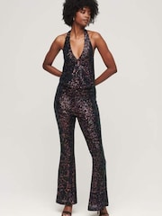 Superdry Silver Sequin Halter Jumpsuit - Image 1 of 1