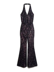 Superdry Silver Sequin Halter Jumpsuit - Image 4 of 6