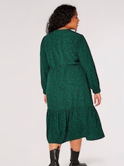 Apricot Green Mono Animal Drwstring Midaxi Dress - Image 2 of 4