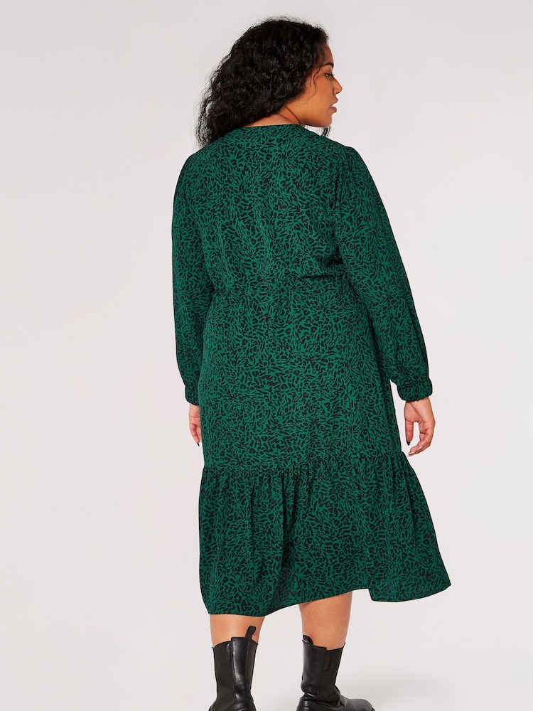 Apricot Green Mono Animal Drwstring Midaxi Dress - Image 2 of 4 Apricot Green Mono Animal Drwstring Midaxi Dress - Image 2 of 4