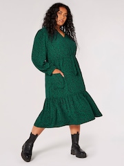 Apricot Green Mono Animal Drwstring Midaxi Dress - Image 4 of 4