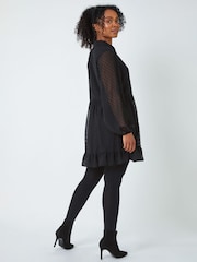 Roman Black Petite Textured Spot Shirt Dress - Image 2 of 5