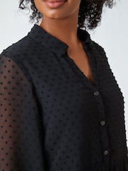 Roman Black Petite Textured Spot Shirt Dress - Image 5 of 5