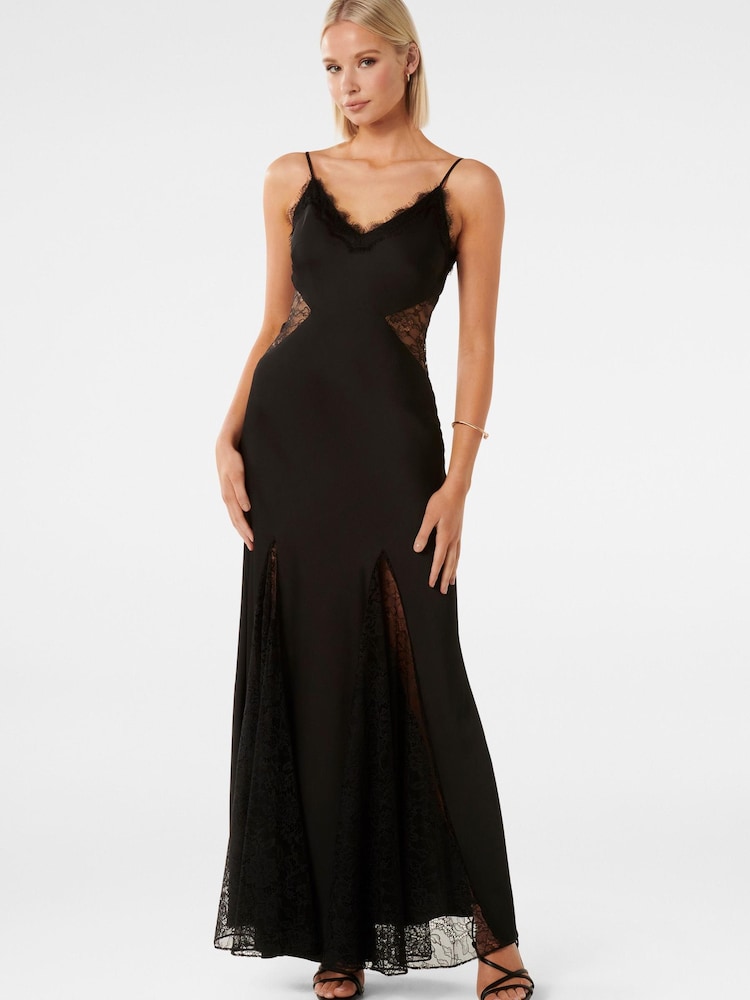 Forever New Black Bailey Lace Splice Maxi Dress - Image 1 of 4