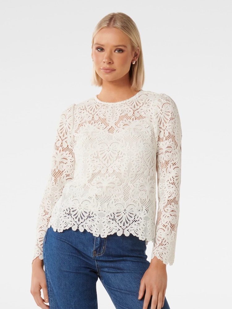 Forever New White Lucille Lace Shell Top - Image 1 of 5