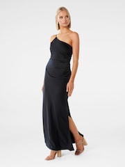 Forever New Navy Kelly One Shoulder Satin Maxi Dress - Image 3 of 4